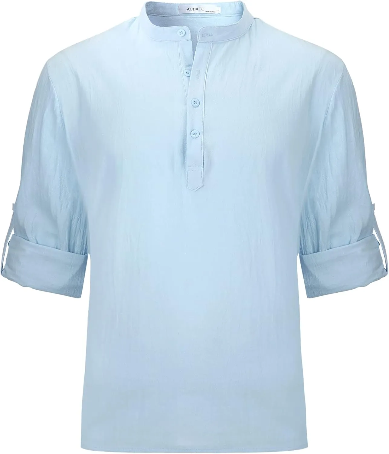 Mens Long Sleeve Shirts Casual Cotton Shirts Solid Beach Yoga Henley Shirts