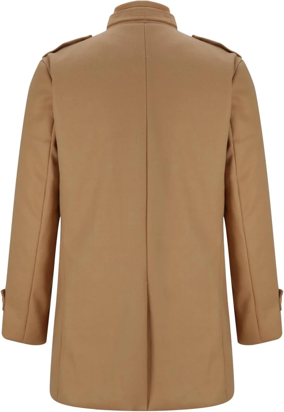 Mens Mid Long Trench Coat Winter Buttons Peacoats Casual Business Warm Woolen Overcoat Stand Collar Windproof Jacket