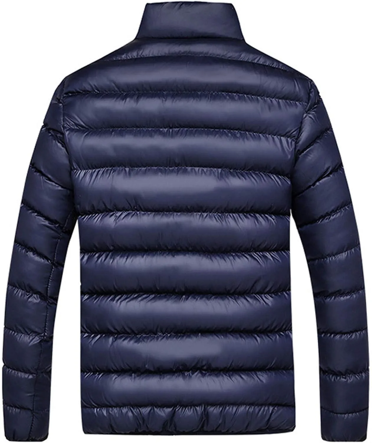 Mens Quilted Puffer Down Jackets Winter Packable Jacket Cotton Padded Full Zip Thick Coats Casual Warm Tops