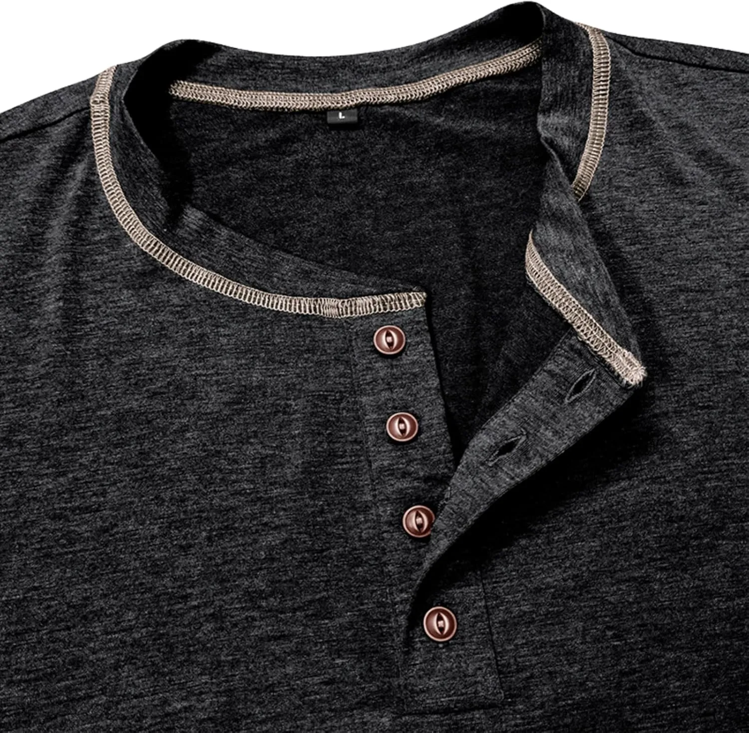 Mens Short Sleeve Shirts Casual Cotton Basic Henley Shirts Summer Lightweight T-Shirts