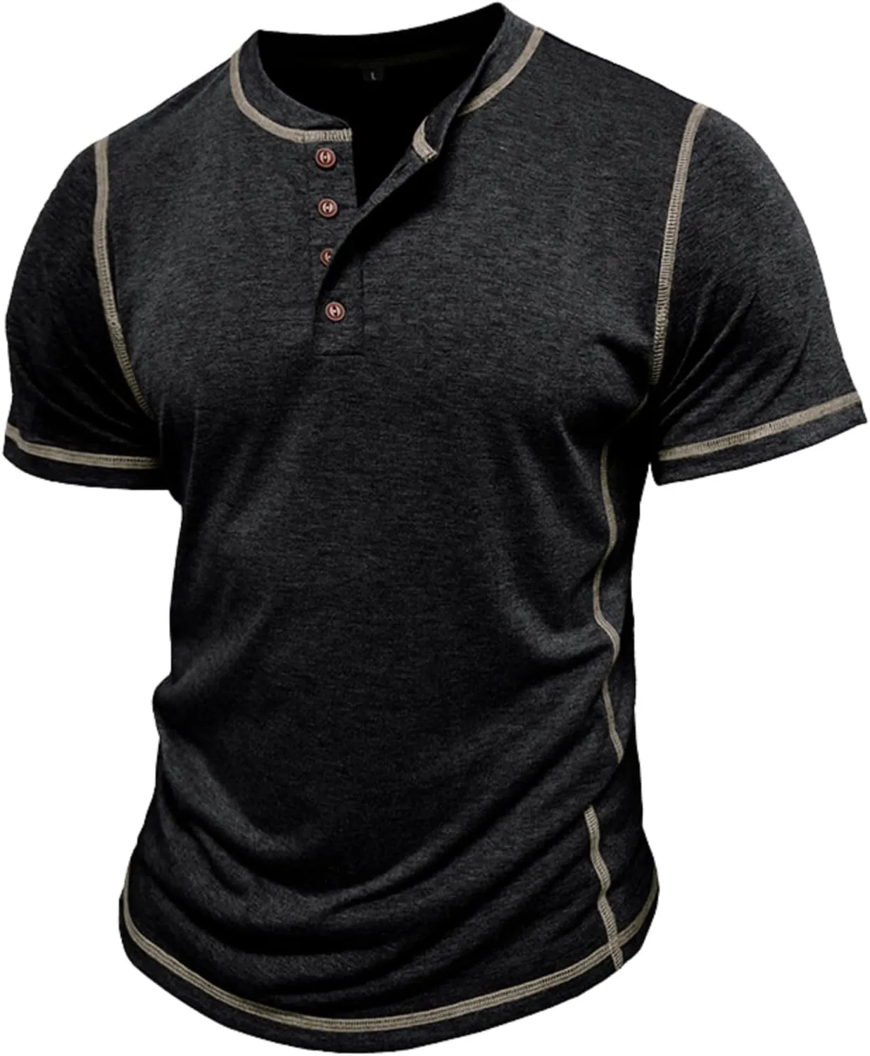 Mens Short Sleeve Shirts Casual Cotton Basic Henley Shirts Summer Lightweight T-Shirts