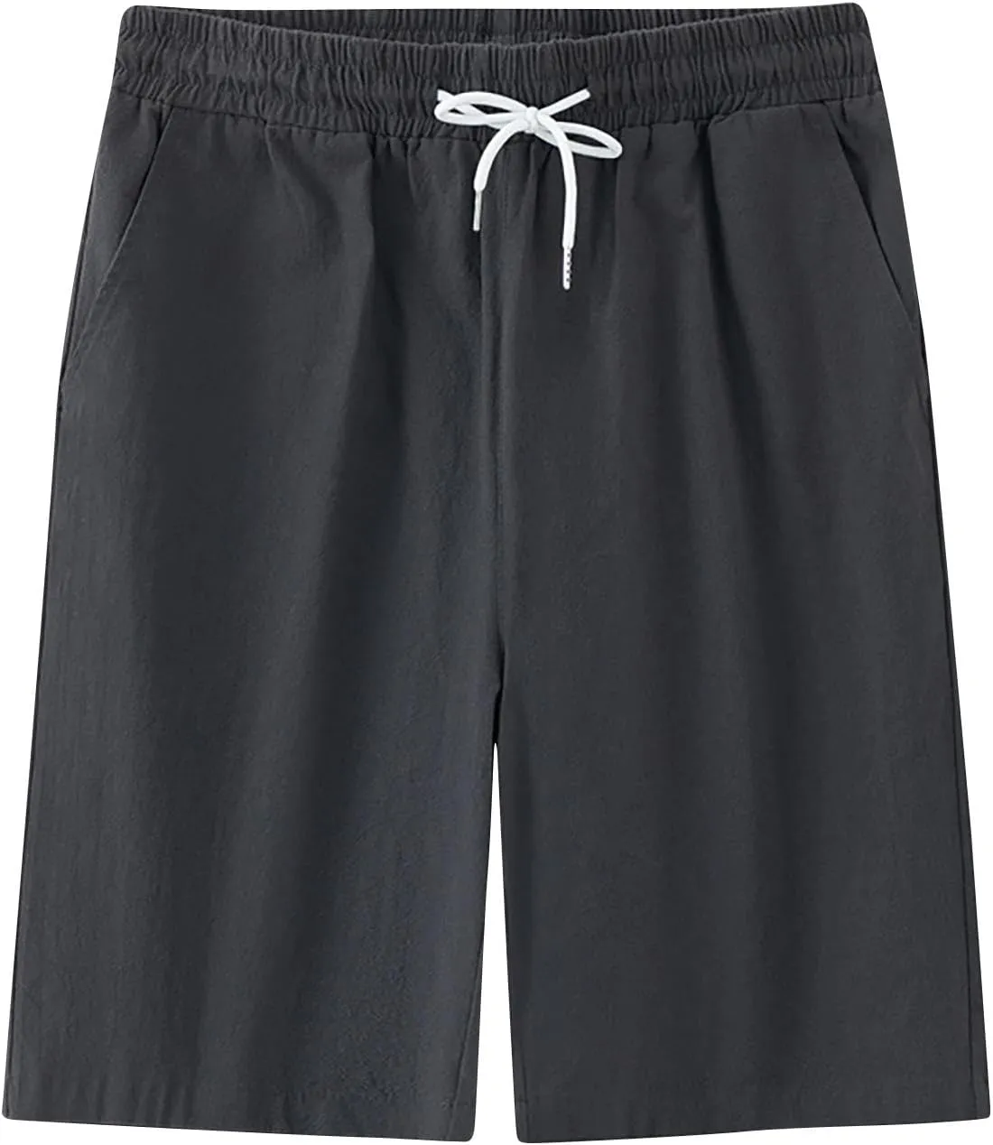 Mens Solid Shorts Basic Elastic Waist Drawstring Chino Shorts for Home or Outdoor Casual Use(Available in Plus Size)