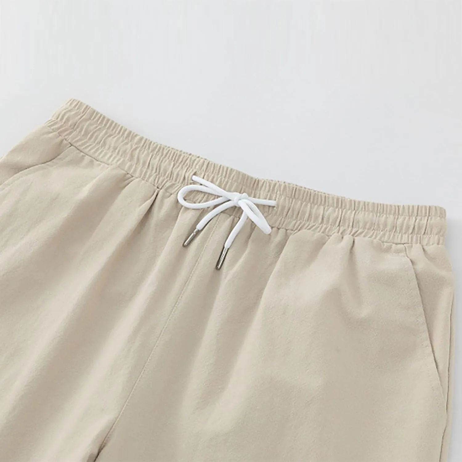 Mens Solid Shorts Basic Elastic Waist Drawstring Chino Shorts for Home or Outdoor Casual Use(Available in Plus Size)