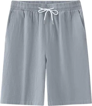 Mens Solid Shorts Basic Elastic Waist Drawstring Chino Shorts for Home or Outdoor Casual Use(Available in Plus Size)