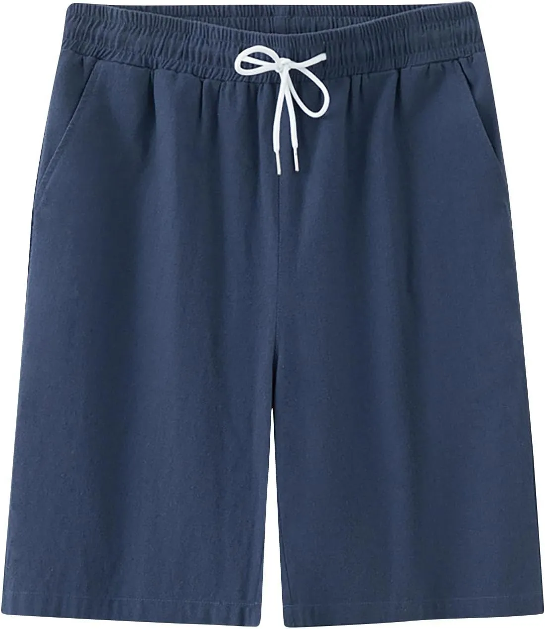 Mens Solid Shorts Basic Elastic Waist Drawstring Chino Shorts for Home or Outdoor Casual Use(Available in Plus Size)
