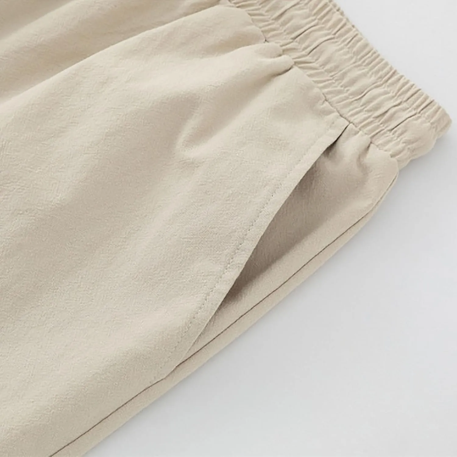 Mens Solid Shorts Basic Elastic Waist Drawstring Chino Shorts for Home or Outdoor Casual Use(Available in Plus Size)