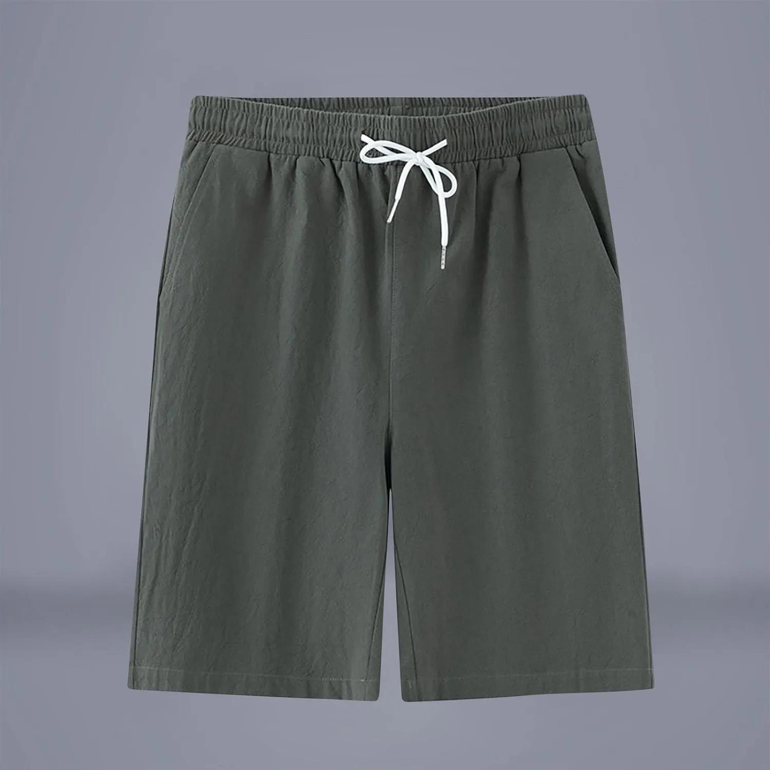 Mens Solid Shorts Basic Elastic Waist Drawstring Chino Shorts for Home or Outdoor Casual Use(Available in Plus Size)