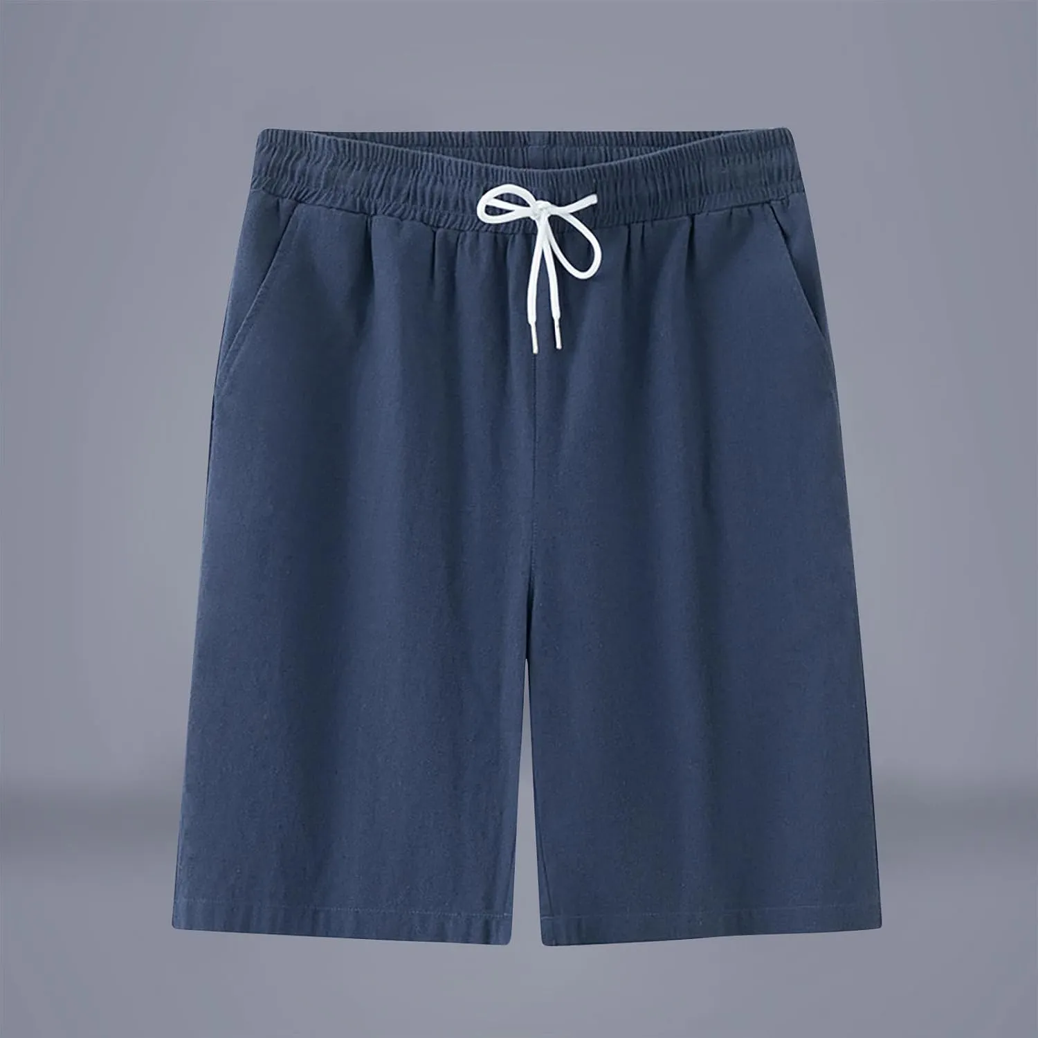 Mens Solid Shorts Basic Elastic Waist Drawstring Chino Shorts for Home or Outdoor Casual Use(Available in Plus Size)