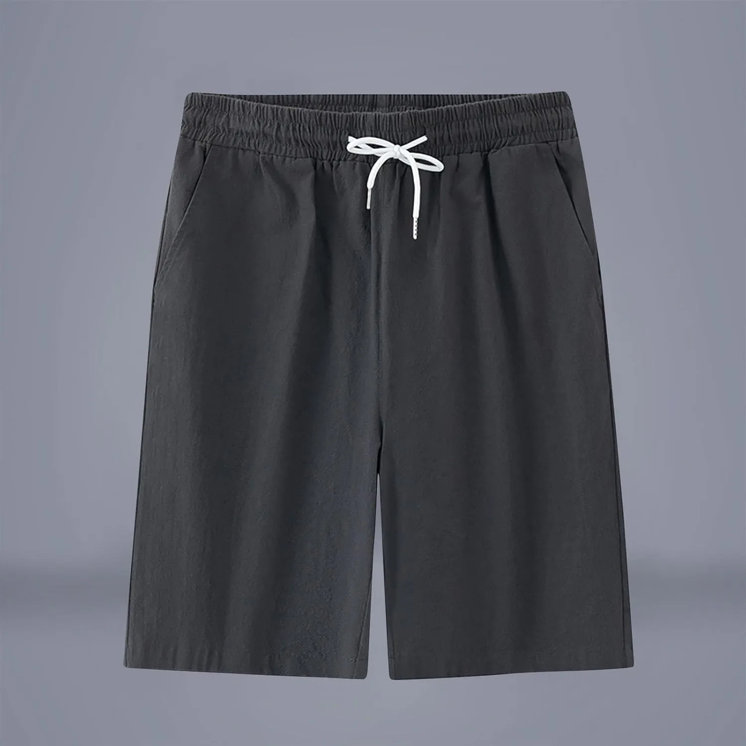 Mens Solid Shorts Basic Elastic Waist Drawstring Chino Shorts for Home or Outdoor Casual Use(Available in Plus Size)