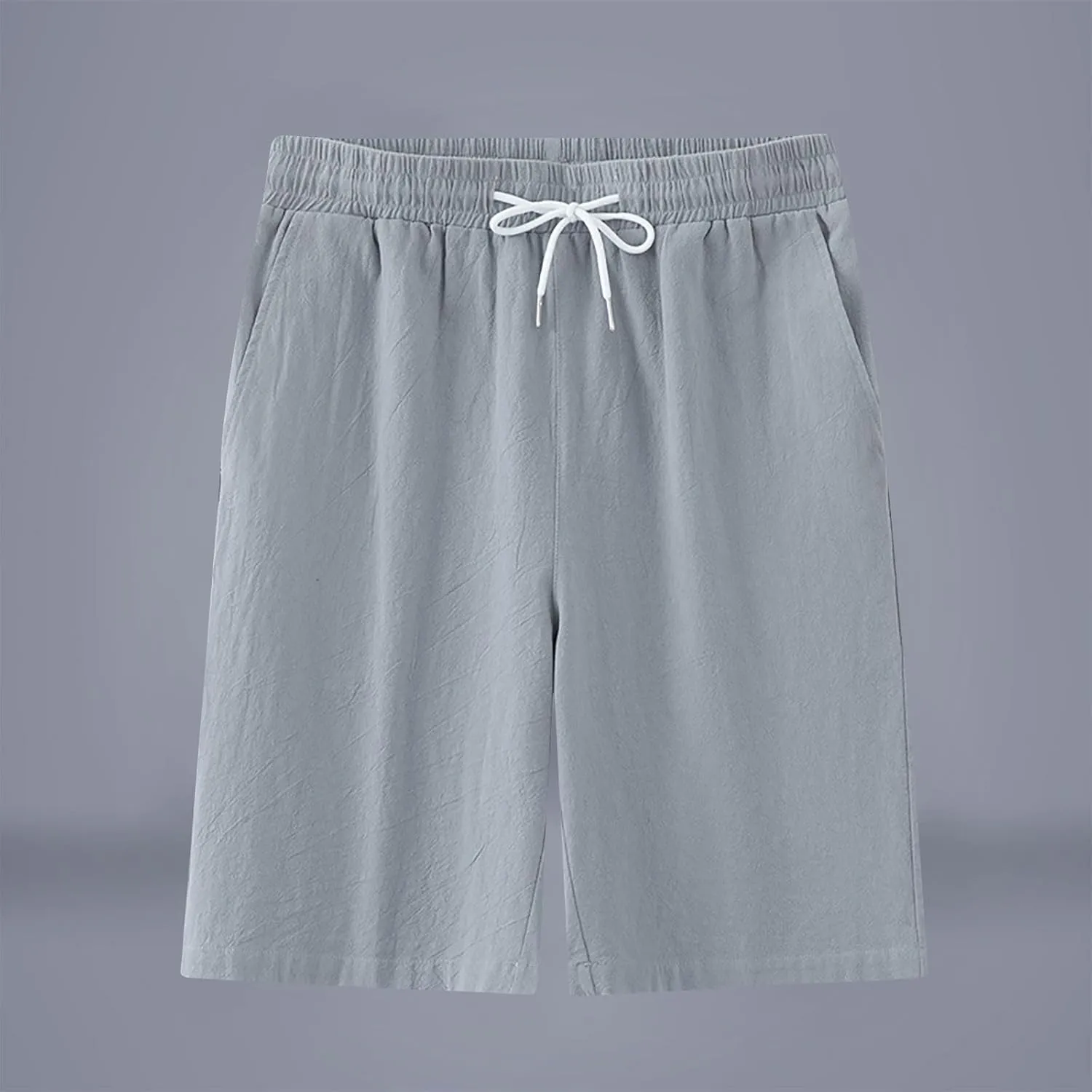 Mens Solid Shorts Basic Elastic Waist Drawstring Chino Shorts for Home or Outdoor Casual Use(Available in Plus Size)