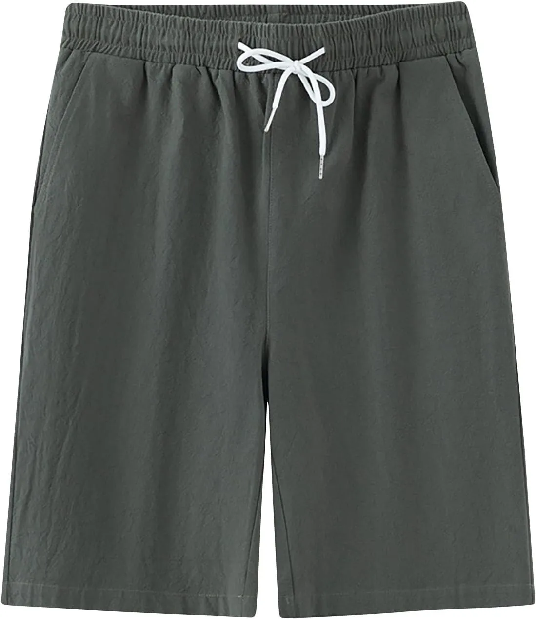 Mens Solid Shorts Basic Elastic Waist Drawstring Chino Shorts for Home or Outdoor Casual Use(Available in Plus Size)