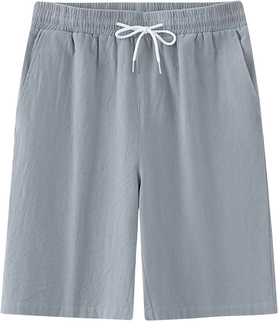 Mens Solid Shorts Basic Elastic Waist Drawstring Chino Shorts for Home or Outdoor Casual Use(Available in Plus Size)