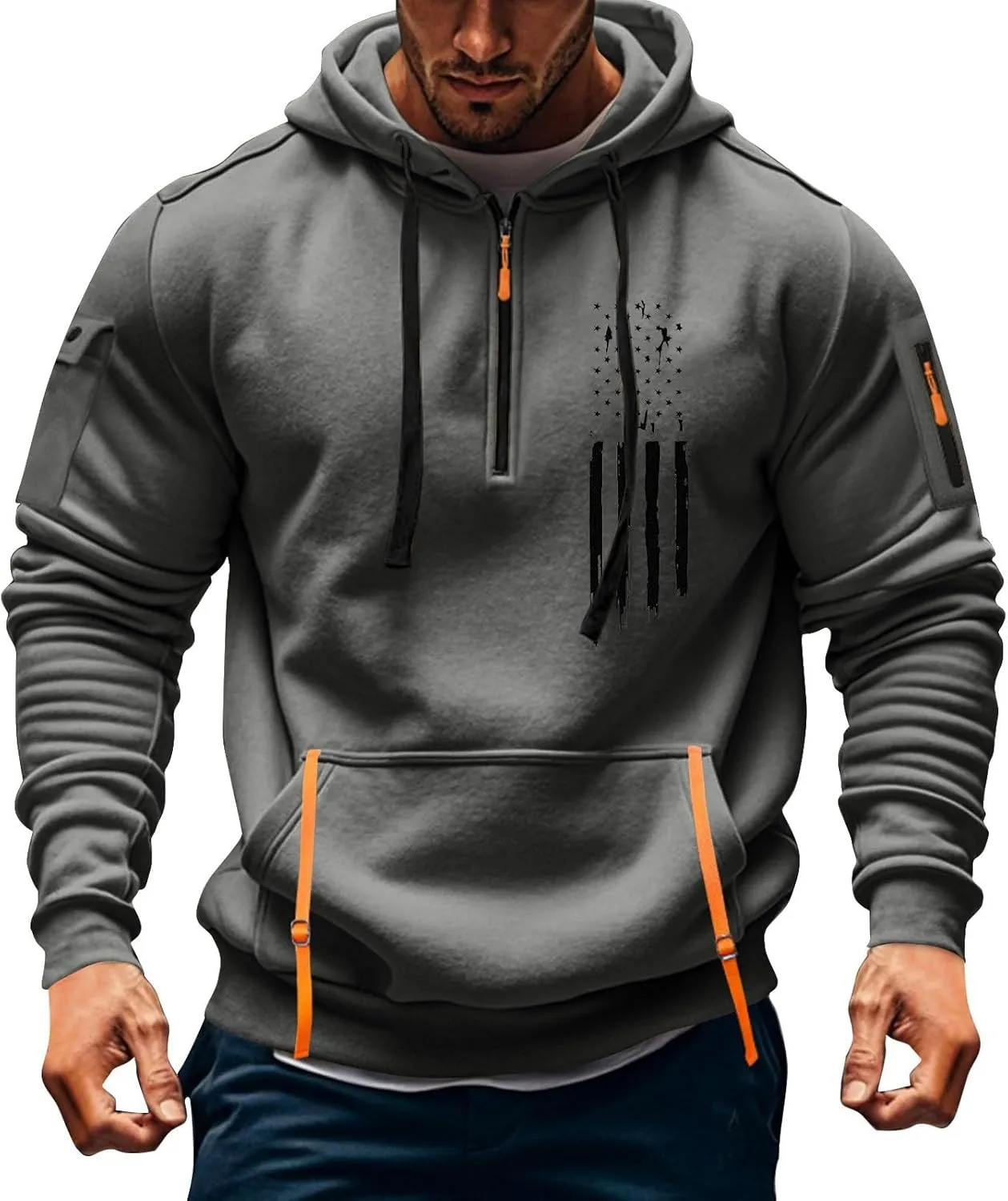 Mens Sweatshirts 1/4 Zip Stylish Lightweight Soft Drawstring Hoodies for Men Comfort Casual Hoodie with Pockets