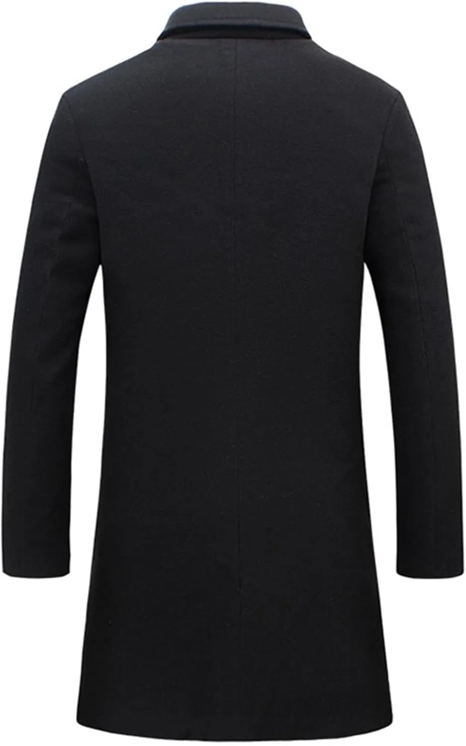 Men's Trench Overcoat Classic Single Breasted Mid Long Trench Coat Top Notched Lapel Collar Pea Coats Jackets for Men