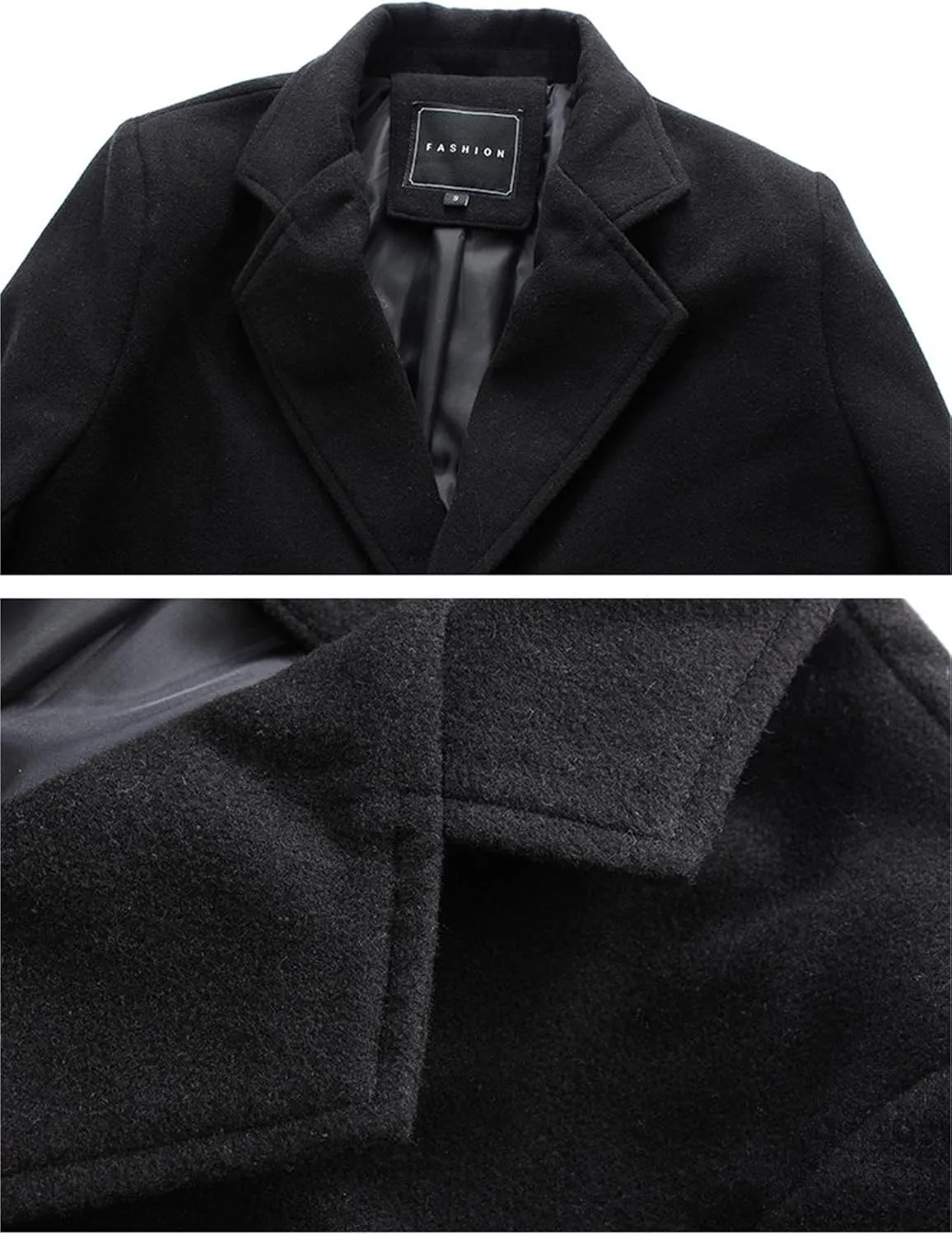 Men's Trench Overcoat Classic Single Breasted Mid Long Trench Coat Top Notched Lapel Collar Pea Coats Jackets for Men