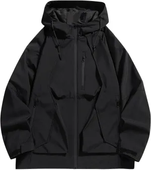 Mens Windproof Jacket Waterproof Lightweight Mountain Sport Jacket for Men Hooded Windbreaker Raincoat Zipper Jackets
