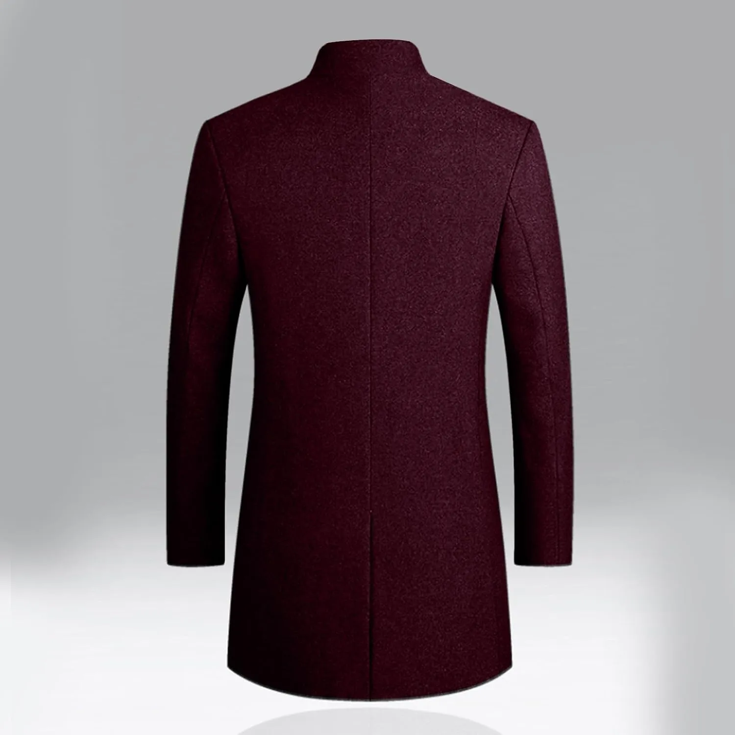 Men's Winter Trench Coat Wool Blend Pea Coat Slim Fit Stand Collar Single Breasted Coats Business Windproof Jacket