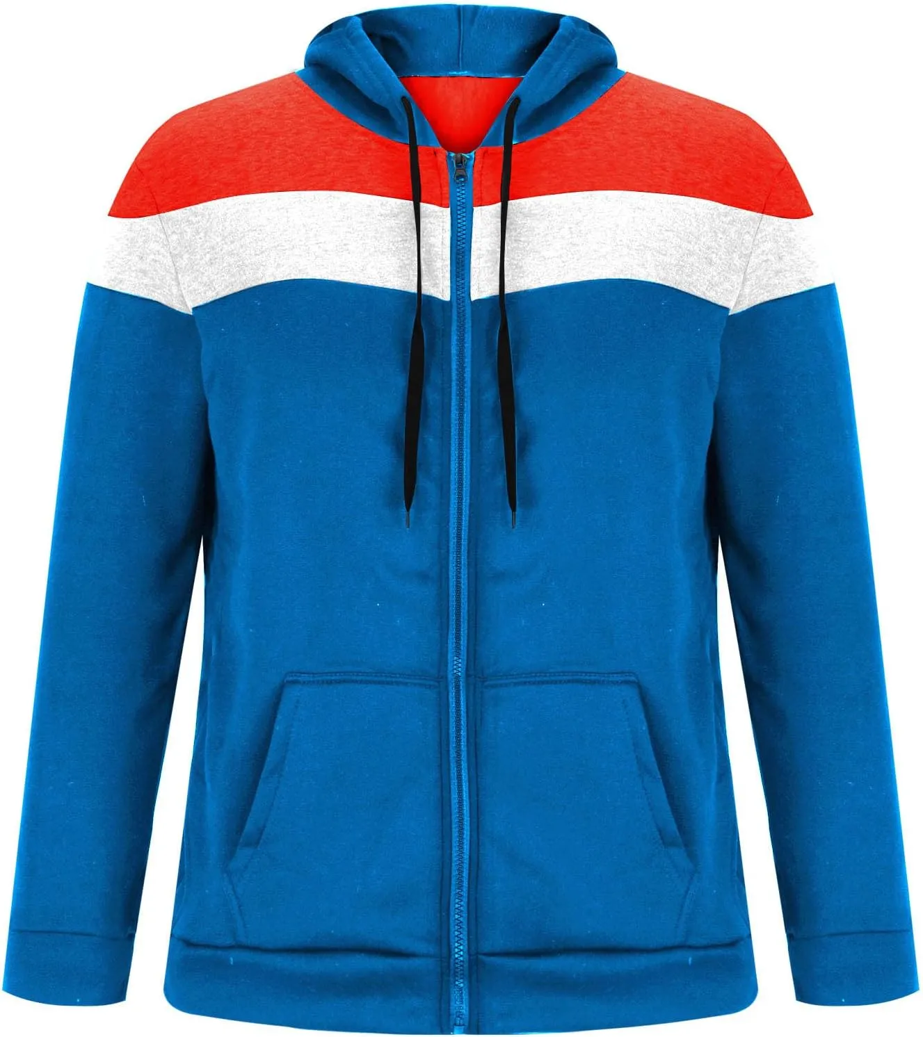 Mens Zip Up Hoodies Jacket Casual Color Block Print Sport Sweatshirts Outerwear Athletic Workout Pullover Sweatshirt