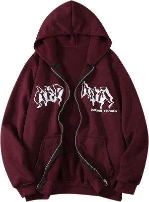 Mens Zip Up Hoodies Trendy Outwear with Pockets Hooded Sweatshirt Loose Fit Casual Fall Spring Warm Slim Fit Sweater Jacket