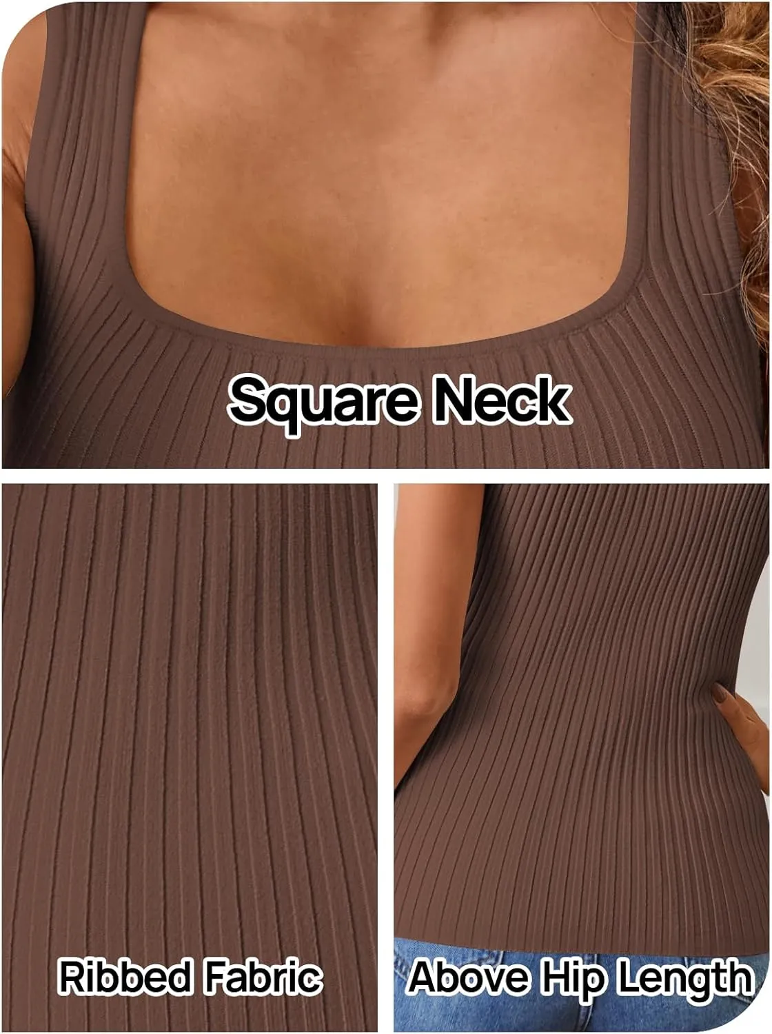 MEROKEETY Women's 2025 Ribbed Tank Tops Knit Square Neck Sleeveless Shirts Summer Casual Basic Tanks