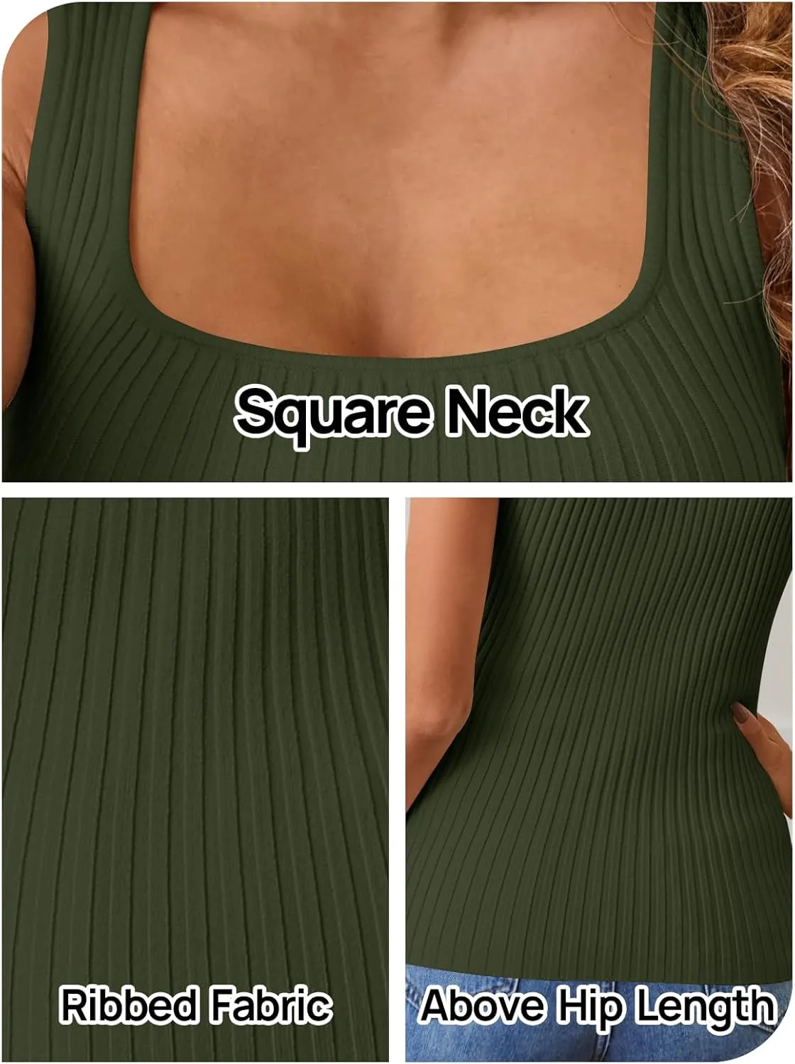 MEROKEETY Women's 2025 Ribbed Tank Tops Knit Square Neck Sleeveless Shirts Summer Casual Basic Tanks