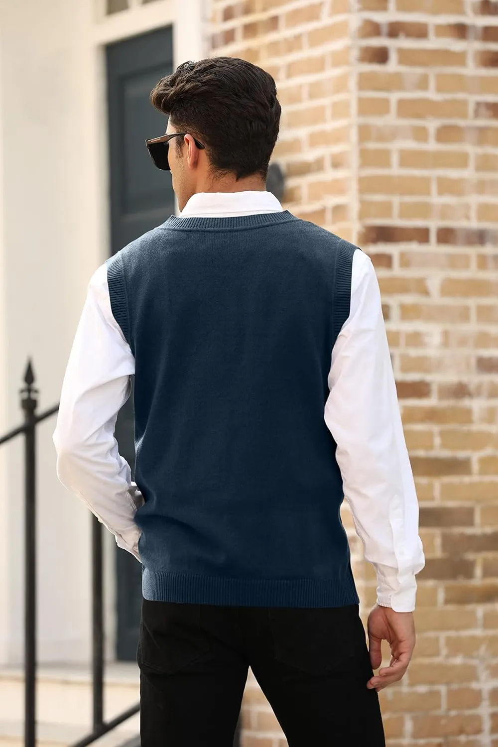 MNCEGEER Mens Knitwear Vest Sleeveless Casual V Neck Slim Fit Pullover Knitted Sweater
