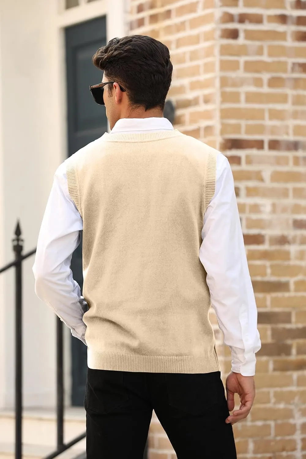 MNCEGEER Mens Knitwear Vest Sleeveless Casual V Neck Slim Fit Pullover Knitted Sweater