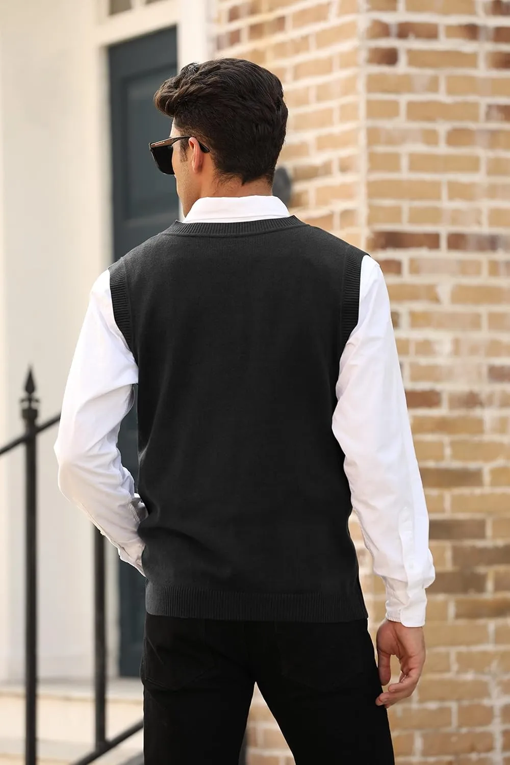 MNCEGEER Mens Knitwear Vest Sleeveless Casual V Neck Slim Fit Pullover Knitted Sweater