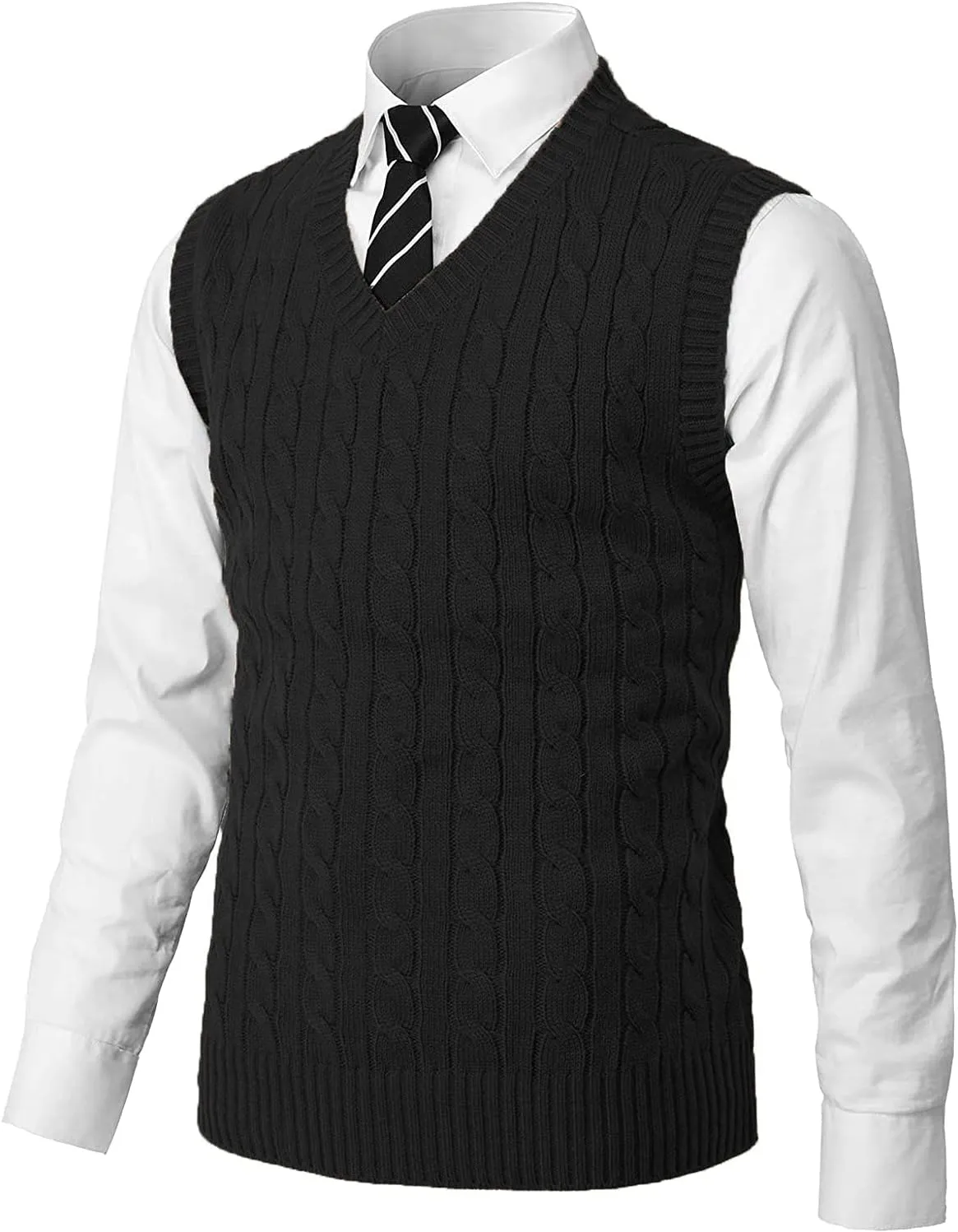 MNCEGEER Mens Knitwear Vest Sleeveless Casual V Neck Slim Fit Pullover Knitted Sweater