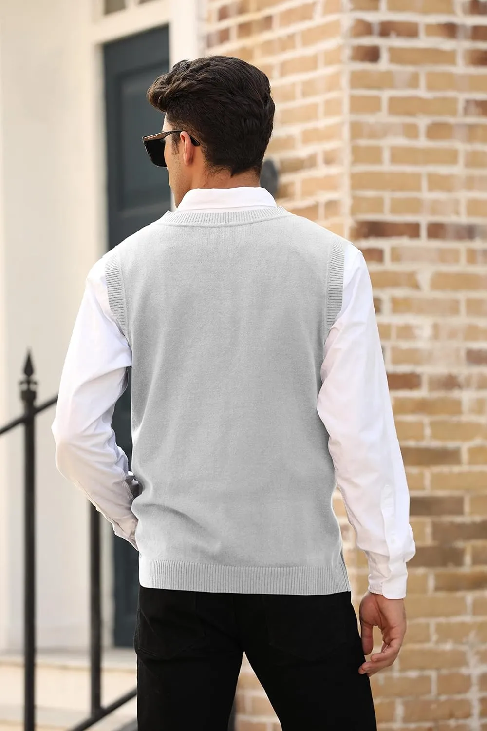 MNCEGEER Mens Knitwear Vest Sleeveless Casual V Neck Slim Fit Pullover Knitted Sweater