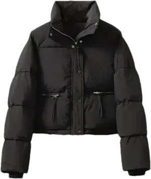 Mnjyihy Women Cotton-Padded Jacket Casual Long Sleeve Thicken Stand Collar Puffer Jacket Winter Short Down Coat