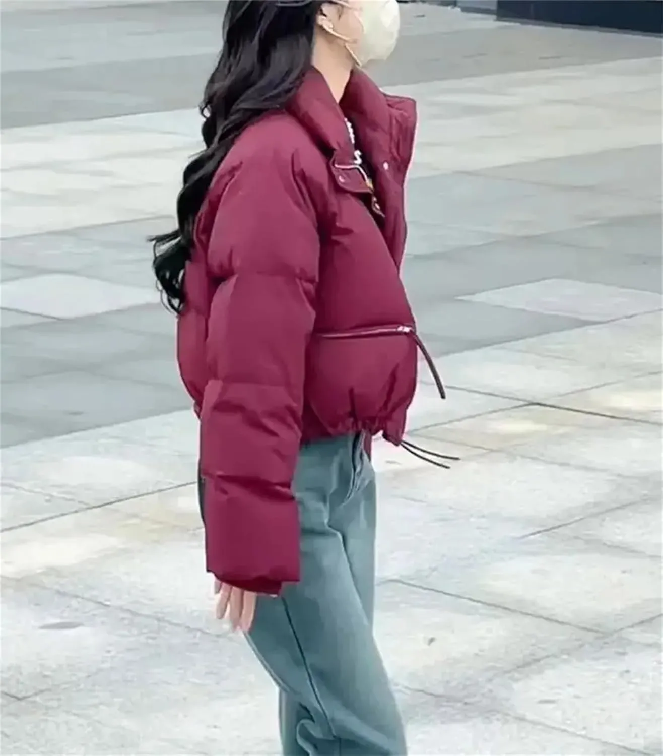 Mnjyihy Women Cotton-Padded Jacket Casual Long Sleeve Thicken Stand Collar Puffer Jacket Winter Short Down Coat