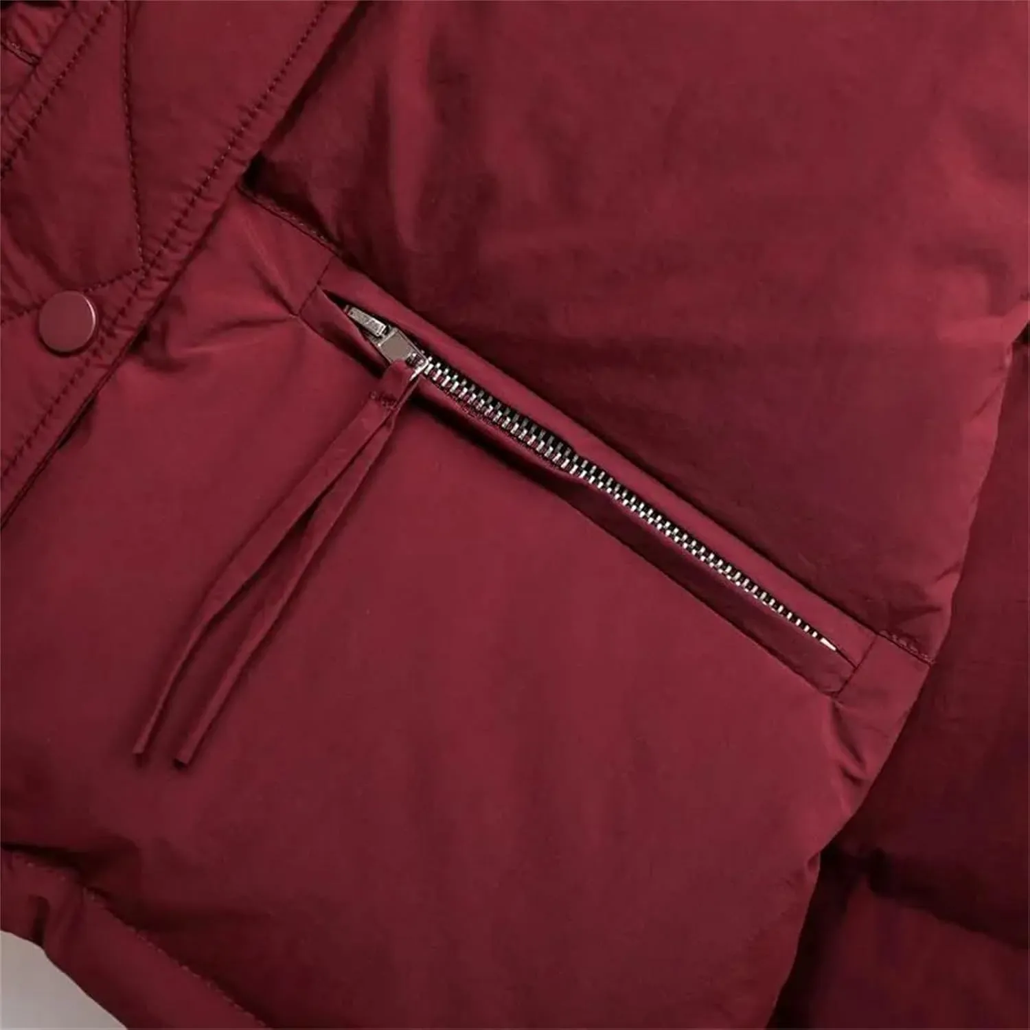 Mnjyihy Women Cotton-Padded Jacket Casual Long Sleeve Thicken Stand Collar Puffer Jacket Winter Short Down Coat