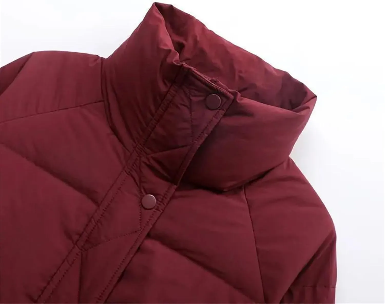 Mnjyihy Women Cotton-Padded Jacket Casual Long Sleeve Thicken Stand Collar Puffer Jacket Winter Short Down Coat