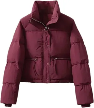 Mnjyihy Women Cotton-Padded Jacket Casual Long Sleeve Thicken Stand Collar Puffer Jacket Winter Short Down Coat
