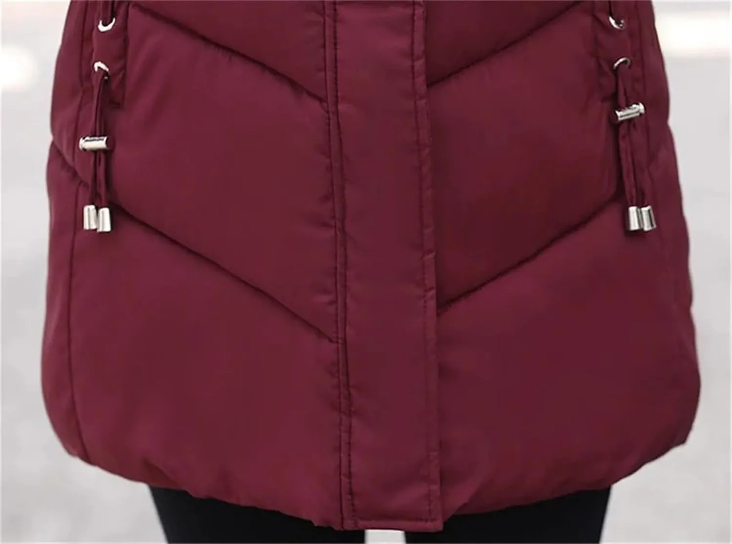 Mnjyihy Women's Puffer Jacket Casual Long Hooded Thick Warm Cotton Padded Coat Winter Slim Down Jacket