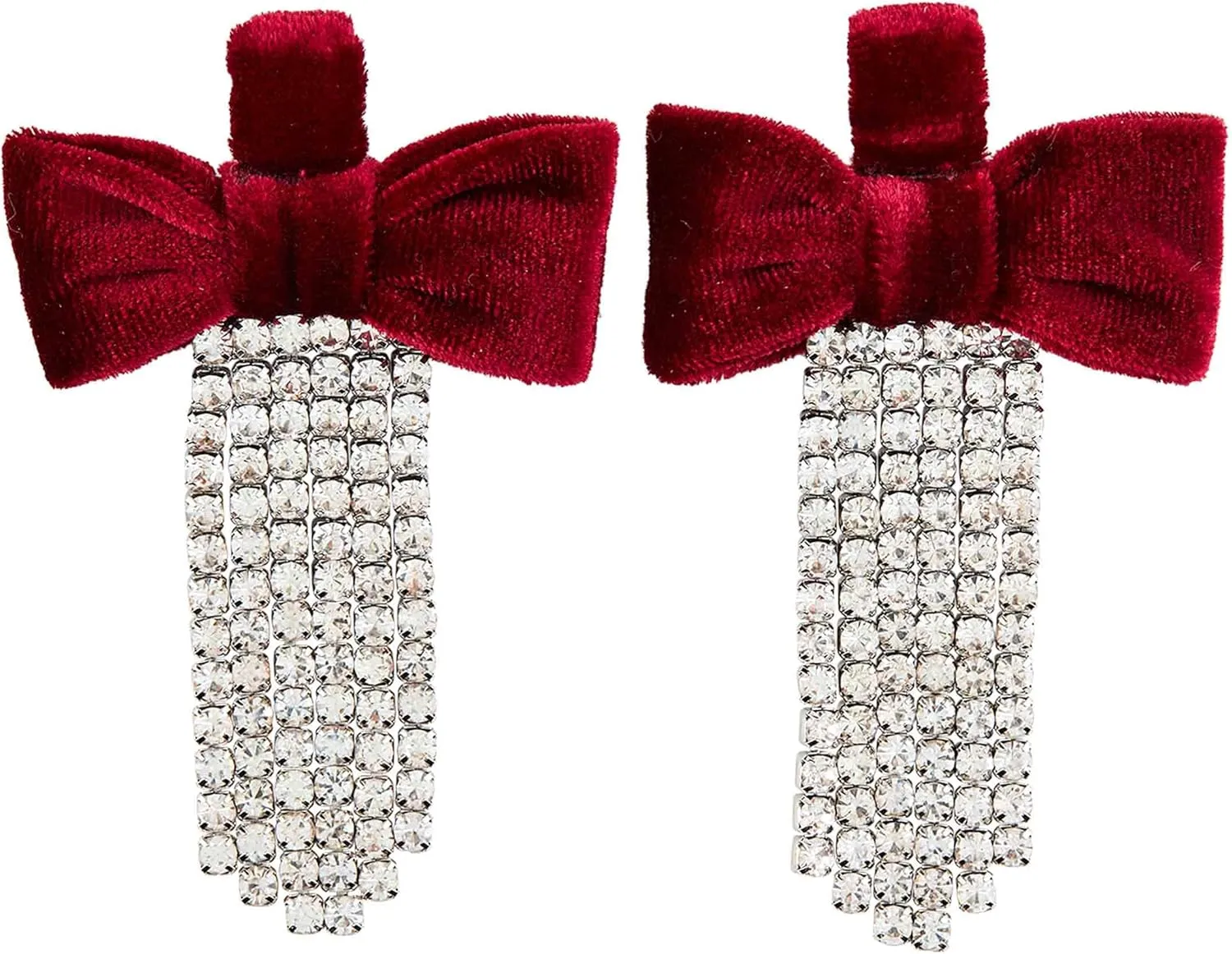 Mud Pie Women's Velvet Bow Earrings, Red, One Size