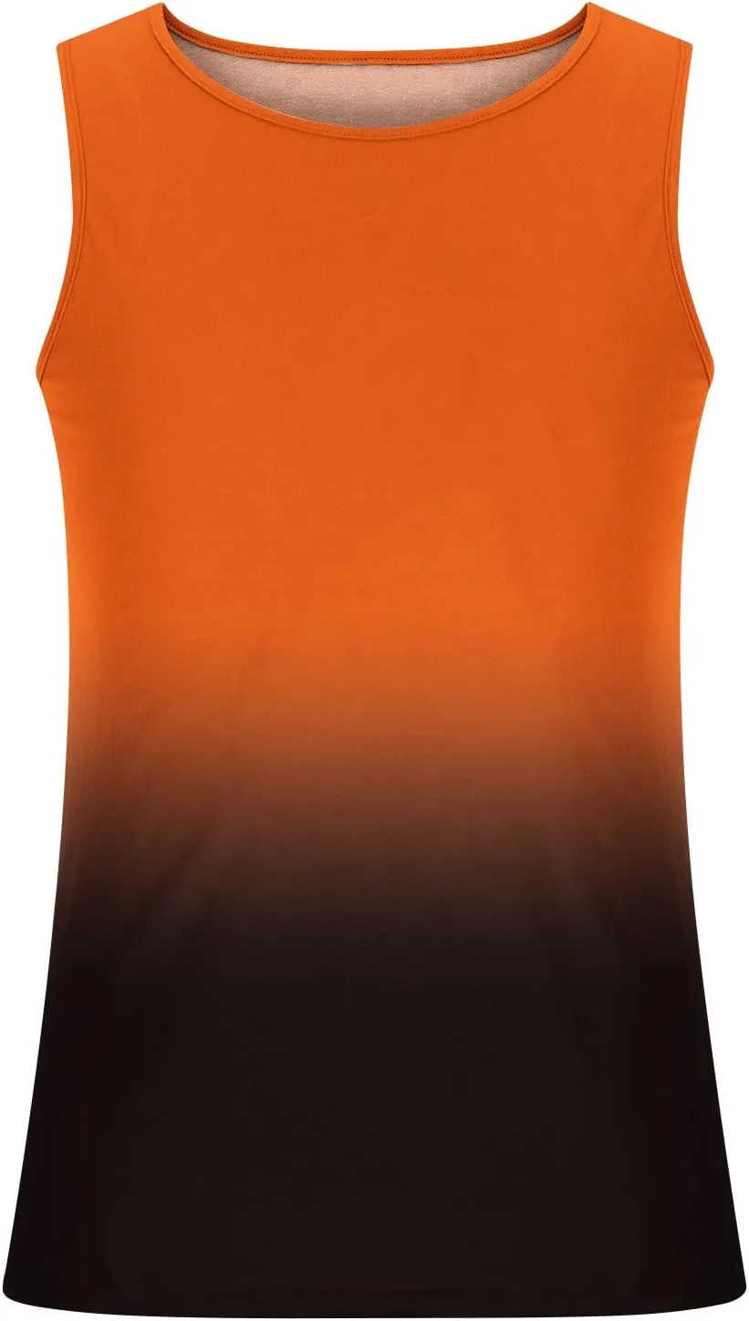 Muscularfit Beach Tank Tops for Men Summer Fashion Sleeveless Gradient Color Muscle Basic T Shirts Casual Loose Pullover Tops