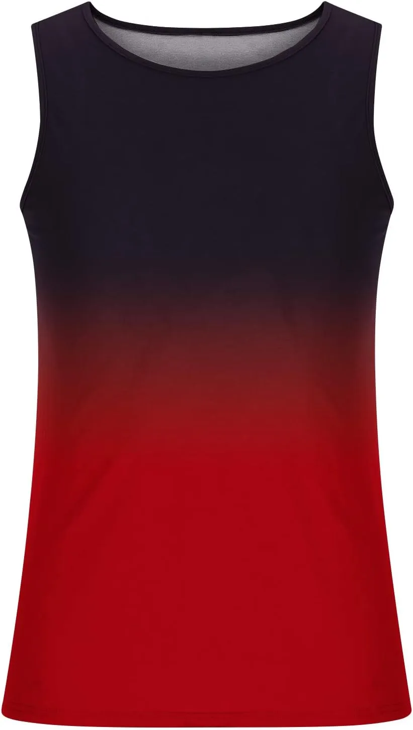 Muscularfit Beach Tank Tops for Men Summer Fashion Sleeveless Gradient Color Muscle Basic T Shirts Casual Loose Pullover Tops