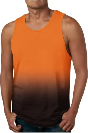 Muscularfit Beach Tank Tops for Men Summer Fashion Sleeveless Gradient Color Muscle Basic T Shirts Casual Loose Pullover Tops