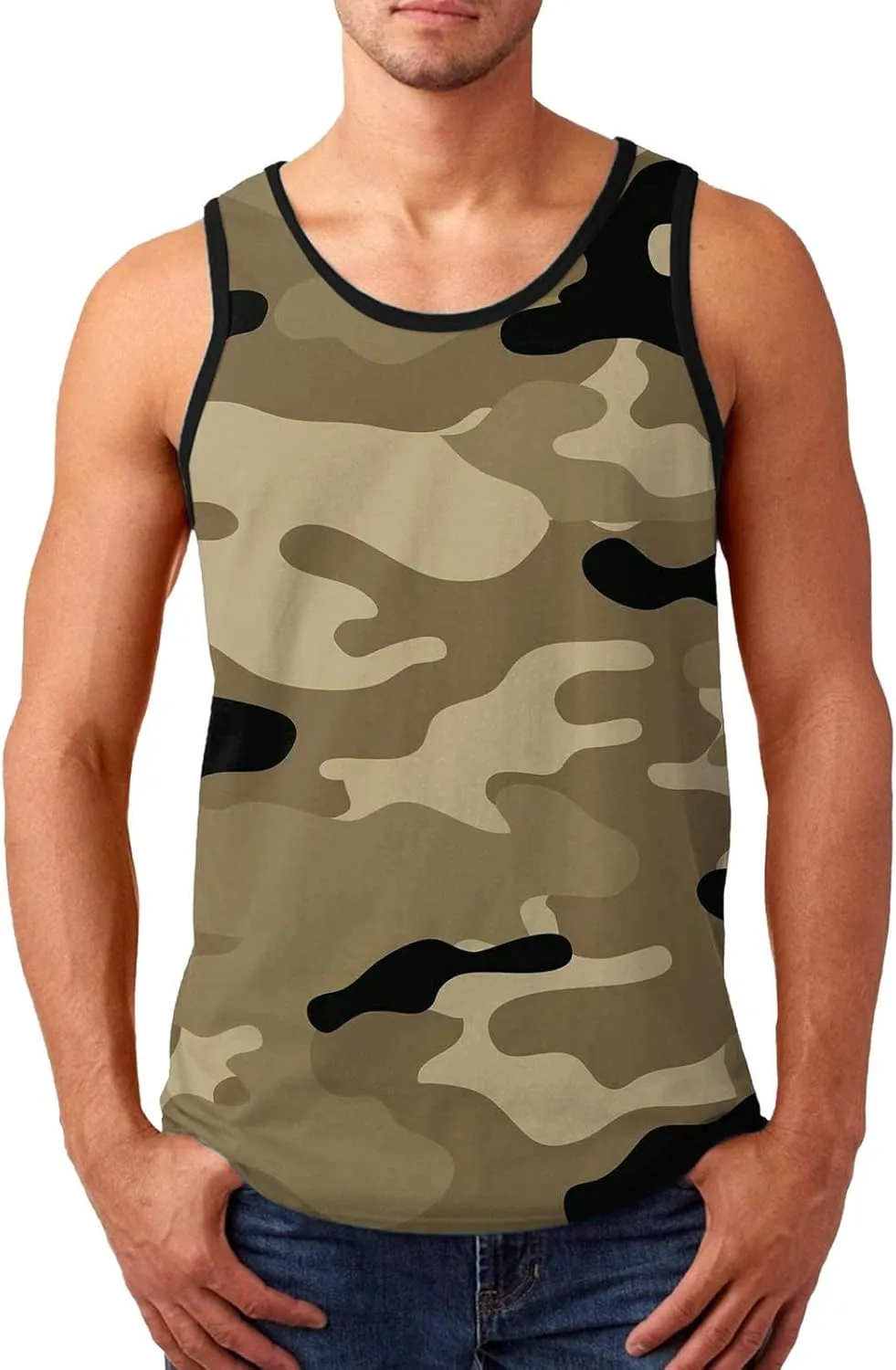 Muscularfit Mens Workout Tank Tops Summer Big and Tall Sleeveless Camo Tank Shirts Casual Pullover Muscle Camouflage T Shirts