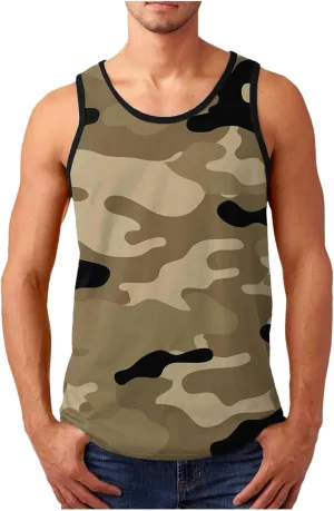 Muscularfit Mens Workout Tank Tops Summer Big and Tall Sleeveless Camo Tank Shirts Casual Pullover Muscle Camouflage T Shirts