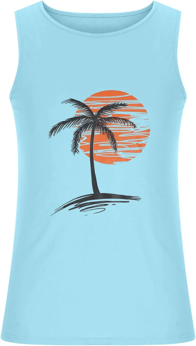 Muscularfit Tank Tops for Men Sleeveless Crewneck Shirts Summer Casual Gradient Color Pullover Athletic Gym Workout Tee Tops