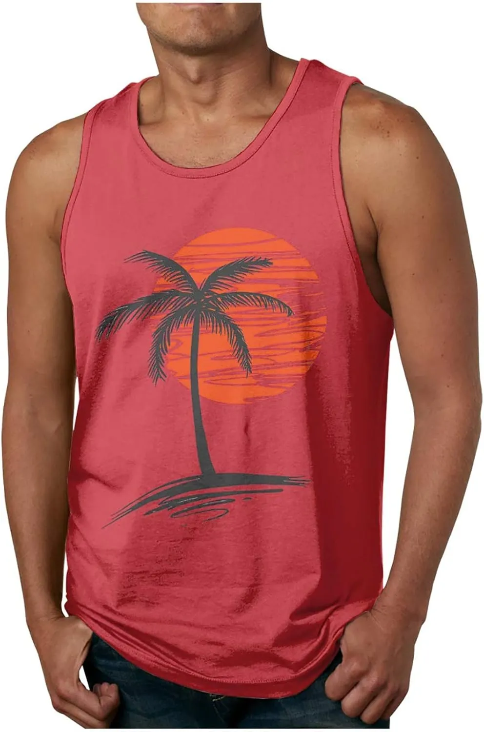 Muscularfit Tank Tops for Men Sleeveless Crewneck Shirts Summer Casual Gradient Color Pullover Athletic Gym Workout Tee Tops