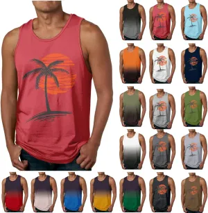 Muscularfit Tank Tops for Men Sleeveless Crewneck Shirts Summer Casual Gradient Color Pullover Athletic Gym Workout Tee Tops