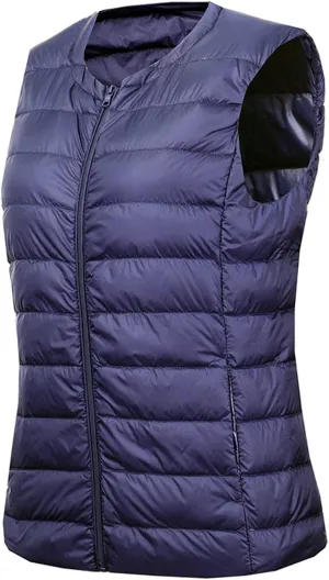 NaRHbrg Women's Puffer Vest, Women's Lightweight Waterproof Down Jacket Outwear Puffer Zip Quilted Coats for Autumn Winter
