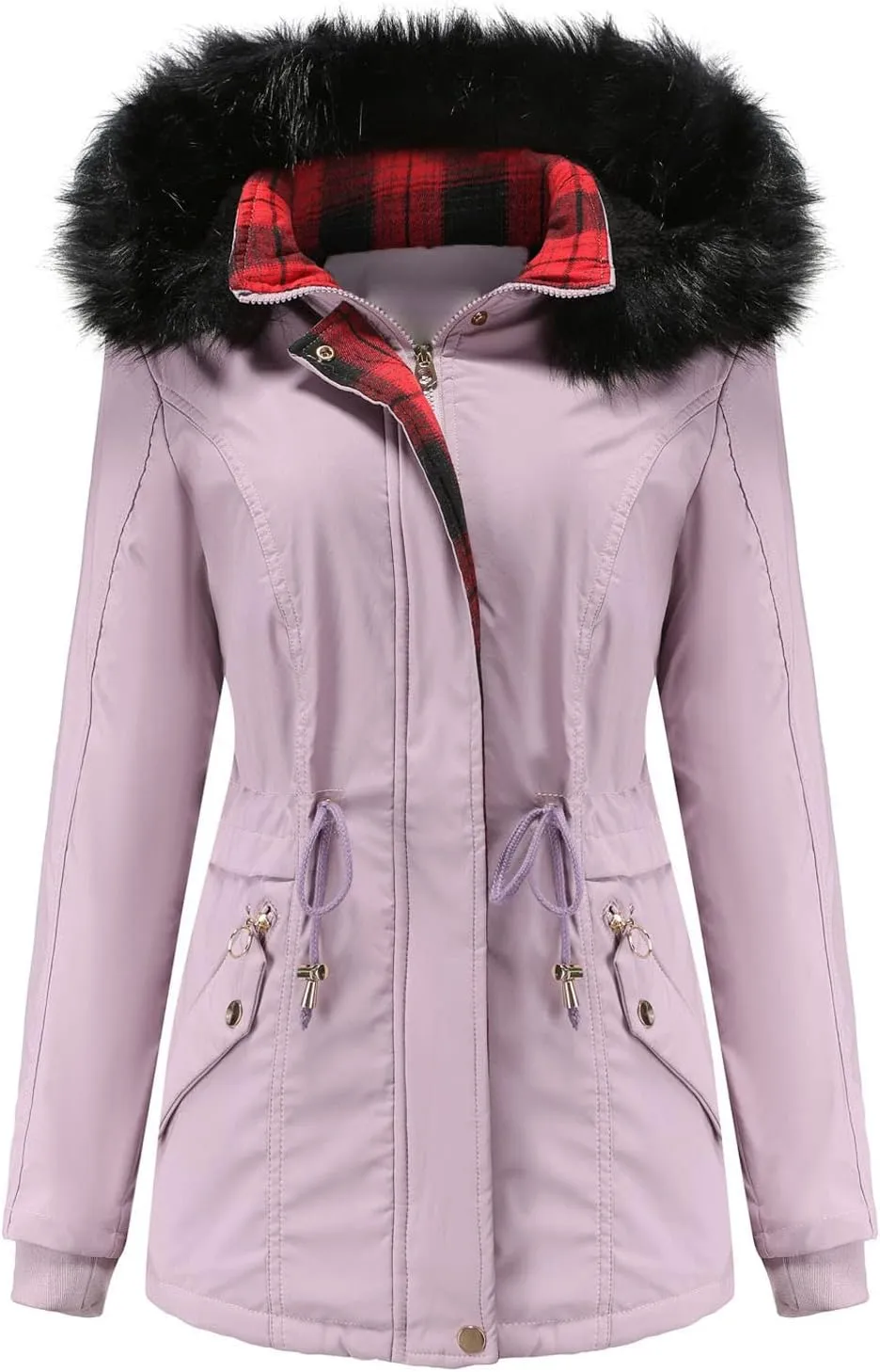 NaRHbrg Women's Vegan Down Hooded Jacket, Maxi Long Puffer Winter Warm Coat, Ladies Zip Water-Resistant Thicken Parka Outwear