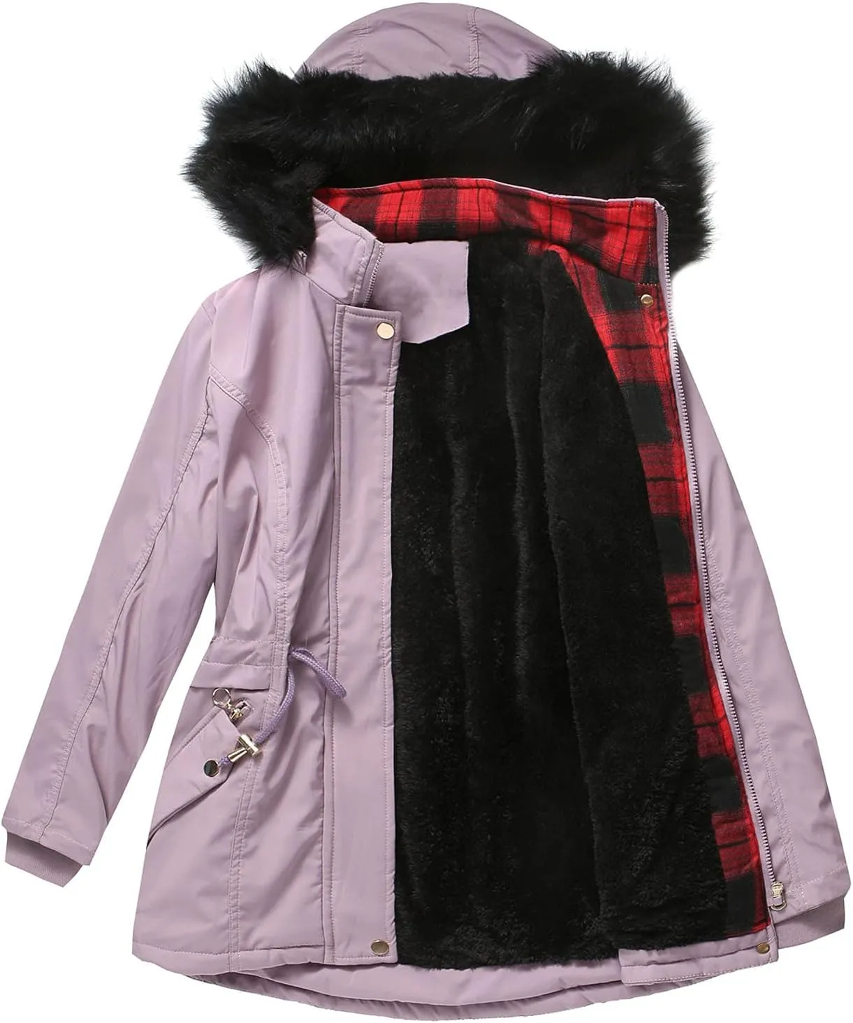 NaRHbrg Women's Vegan Down Hooded Jacket, Maxi Long Puffer Winter Warm Coat, Ladies Zip Water-Resistant Thicken Parka Outwear