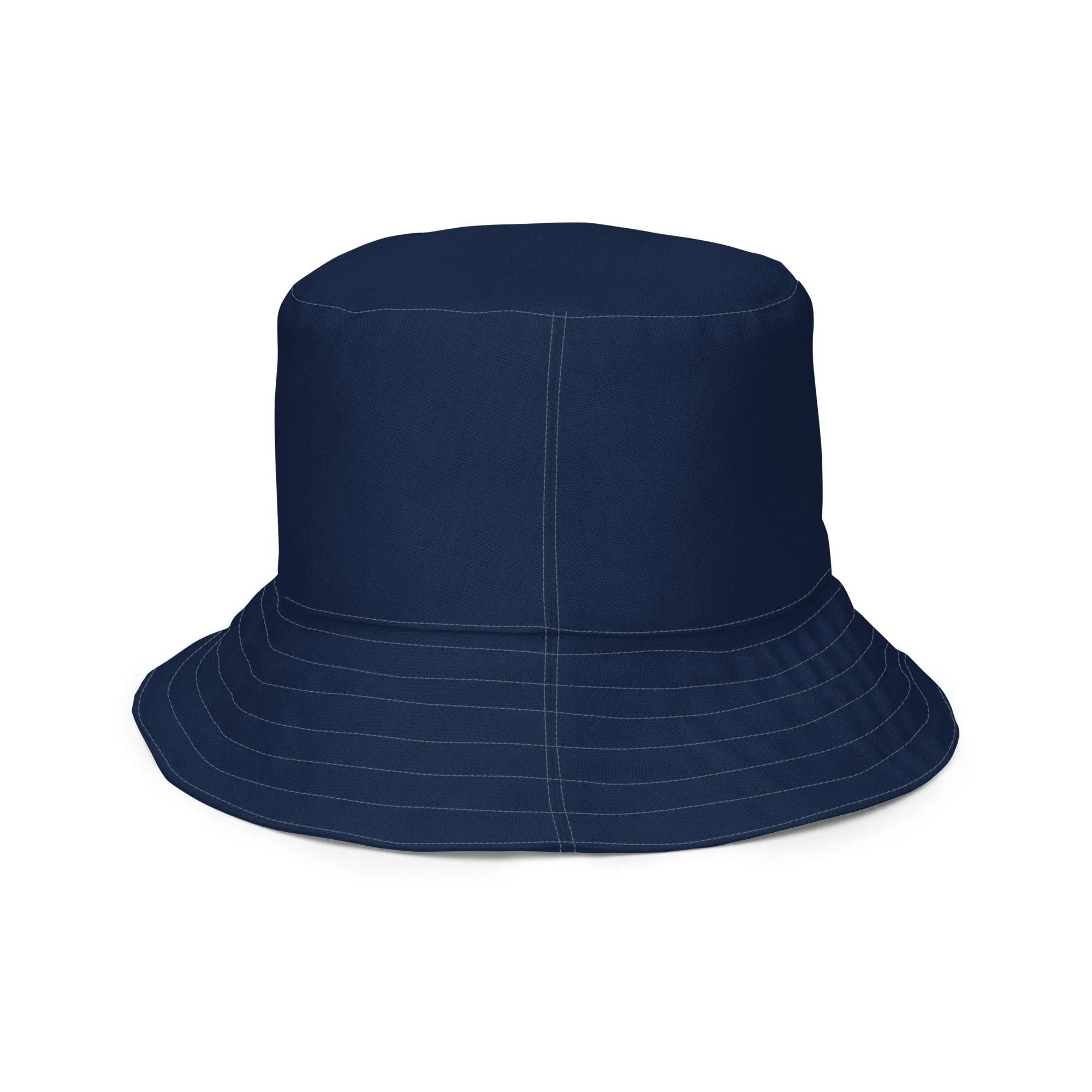 Navy & White Checkered Reversible Bucket Hat, Unisex (S/M, L/XL)