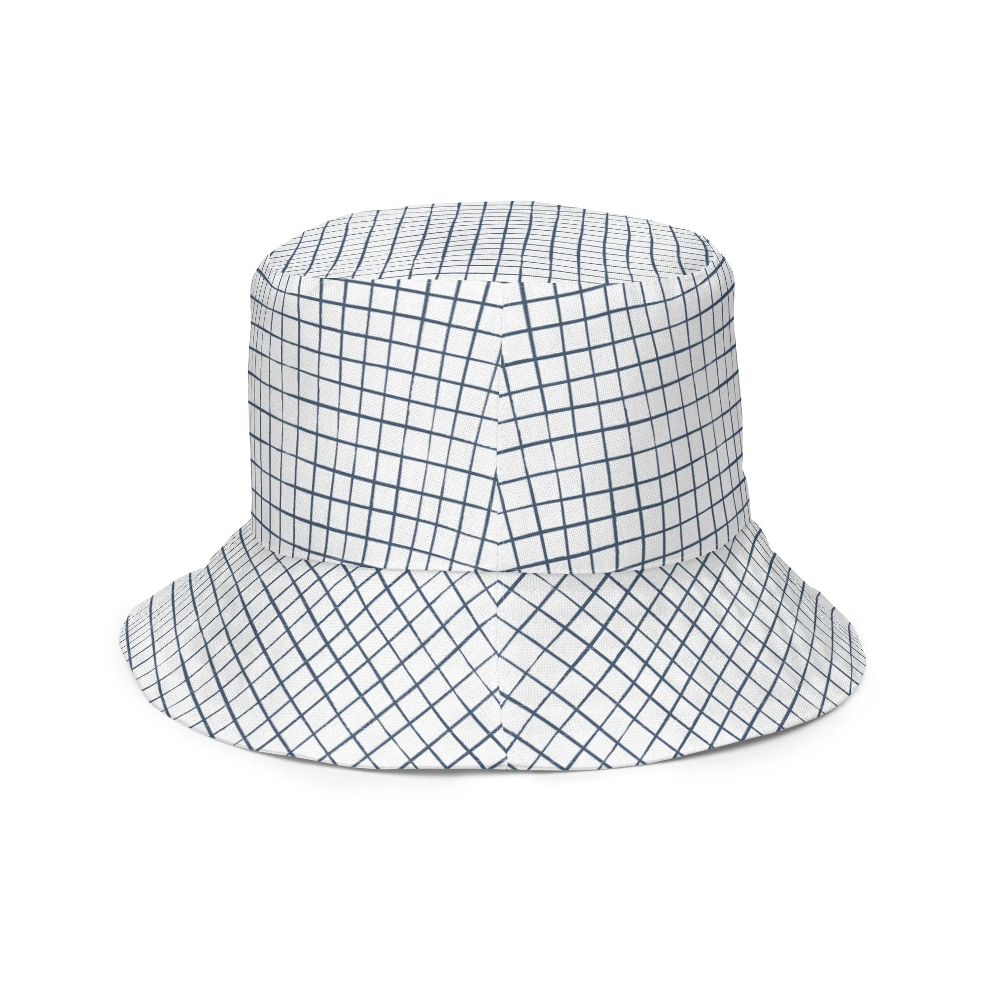 Navy & White Checkered Reversible Bucket Hat, Unisex (S/M, L/XL)